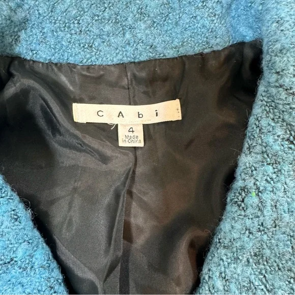 CAbi Wool Blend Turquoise Blue Button Up Jacket Blazer Lined Womens 4 - Picture 11 of 12